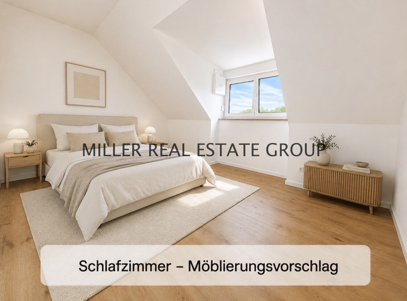 Digitaler Möblierungsvorschlag – Möbel, Dekoration und dargestellte Einbauten sind nicht Bestandteil des Kaufgegenstandes. Maßgeblich ist der tatsächliche Zustand gemäß Originalfoto und Besichtigung.