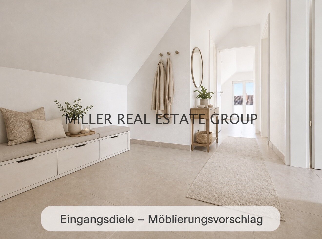 Digitaler Möblierungsvorschlag – Möbel, Dekoration und dargestellte Einbauten sind nicht Bestandteil des Kaufgegenstandes. Maßgeblich ist der tatsächliche Zustand gemäß Originalfoto und Besichtigung.