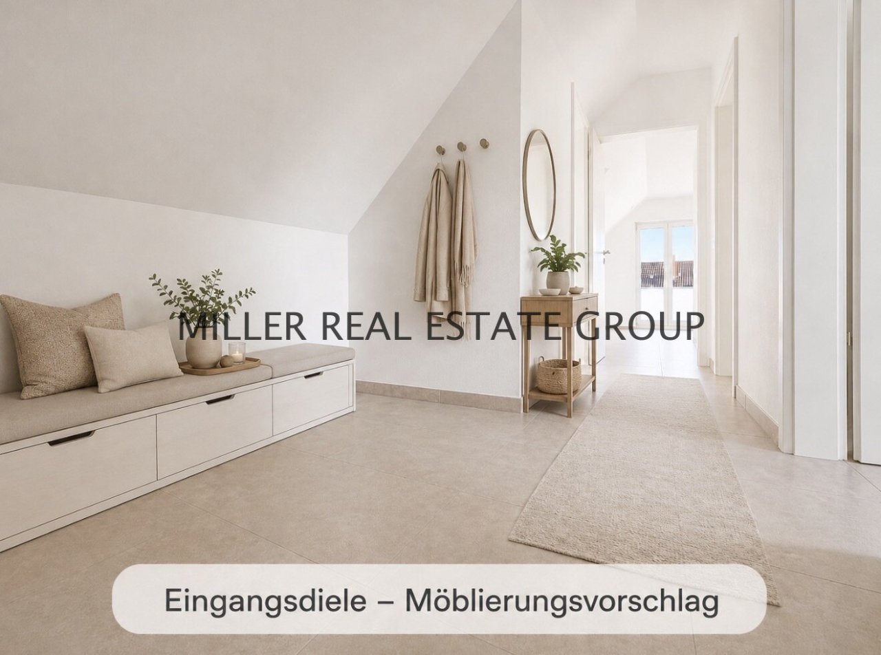 Digitaler Möblierungsvorschlag – Möbel, Dekoration und dargestellte Einbauten sind nicht Bestandteil des Kaufgegenstandes. Maßgeblich ist der tatsächliche Zustand gemäß Originalfoto und Besichtigung.