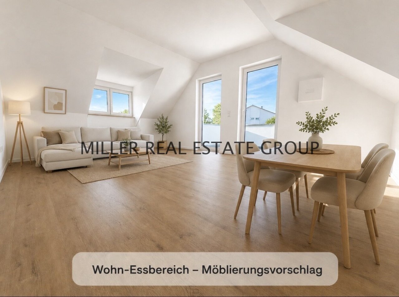 Digitaler Möblierungsvorschlag – Möbel, Dekoration und dargestellte Einbauten sind nicht Bestandteil des Kaufgegenstandes. Maßgeblich ist der tatsächliche Zustand gemäß Originalfoto und Besichtigung.