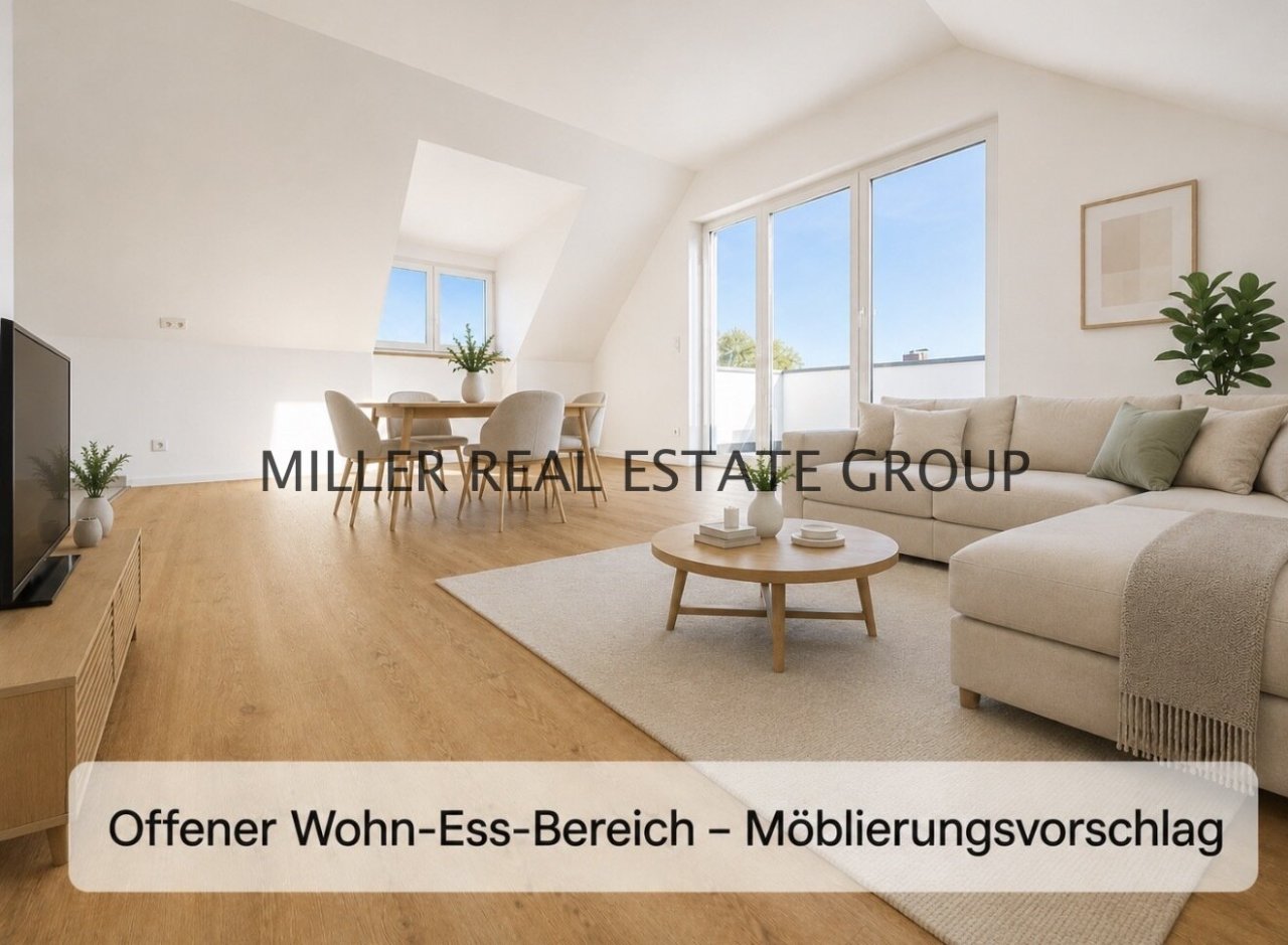 Digitaler Möblierungsvorschlag – Möbel, Dekoration und dargestellte Einbauten sind nicht Bestandteil des Kaufgegenstandes. Maßgeblich ist der tatsächliche Zustand gemäß Originalfoto und Besichtigung.
