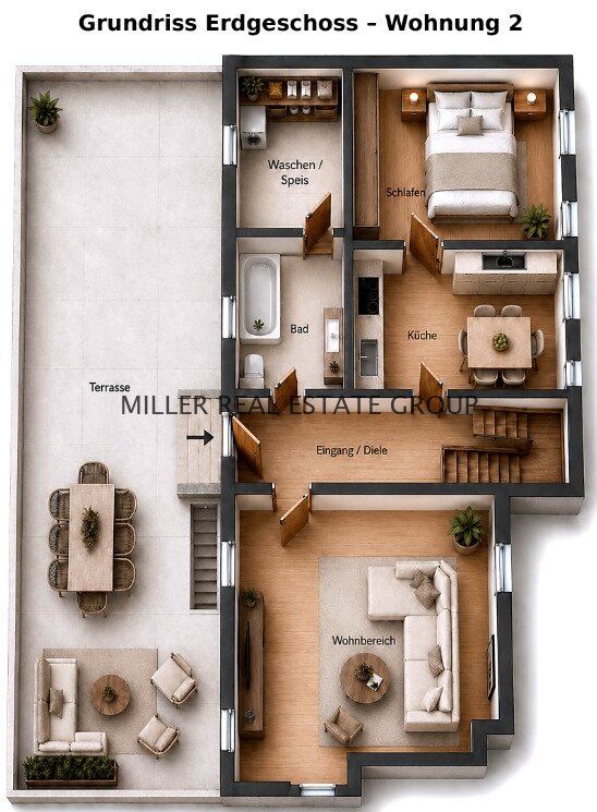 Grundriss Erdgeschoss, Wohnung II Grundriss Erdgeschoss, Wohnung II