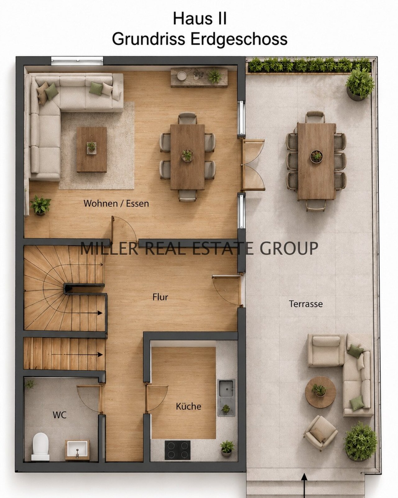 Grundriss Erdgeschoss, Haus II Grundriss Erdgeschoss, Haus II
