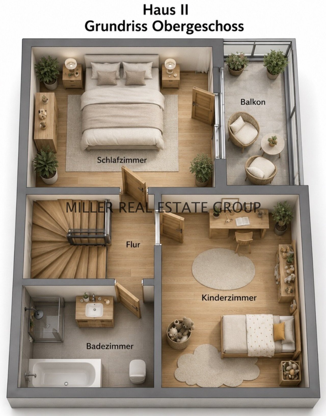 Grundriss Obergeschoss, Haus II Grundriss Obergeschoss, Haus II