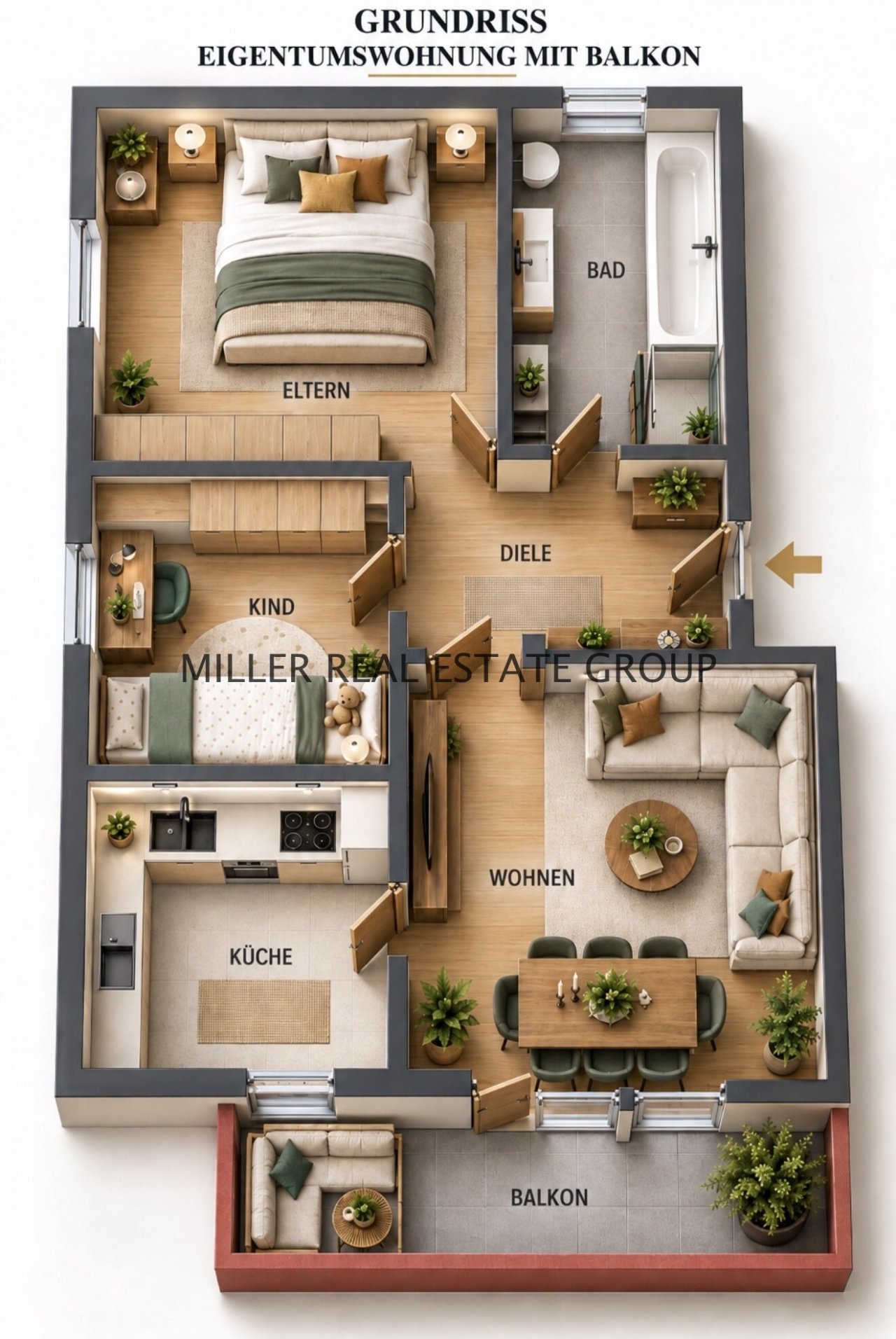 Grundriss Eigentumswohnung mit Balkon Grundriss Eigentumswohnung mit Balkon